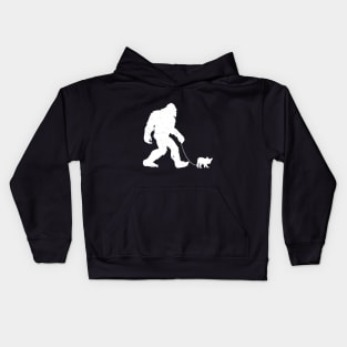 Bigfoot Walking A French Bulldog  Sasquatch Frenchie Love Kids Hoodie